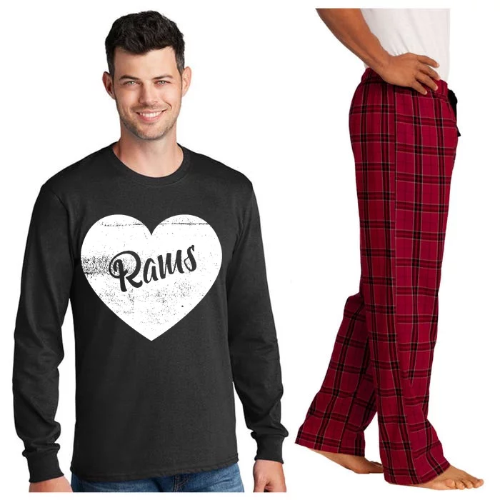 Rams School Sports Fan Team Spirit Cute Heart Long Sleeve Pajama Set