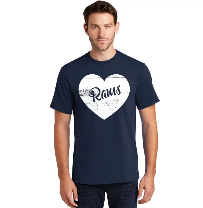 Rams School Sports Fan Team Spirit Cute Heart Tall T-Shirt