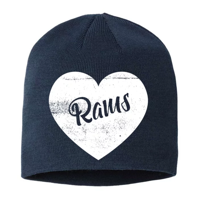 Rams School Sports Fan Team Spirit Cute Heart 8 1/2in Sustainable Knit Beanie