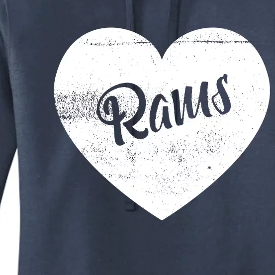 Rams School Sports Fan Team Spirit Cute Heart Women's Pullover Hoodie