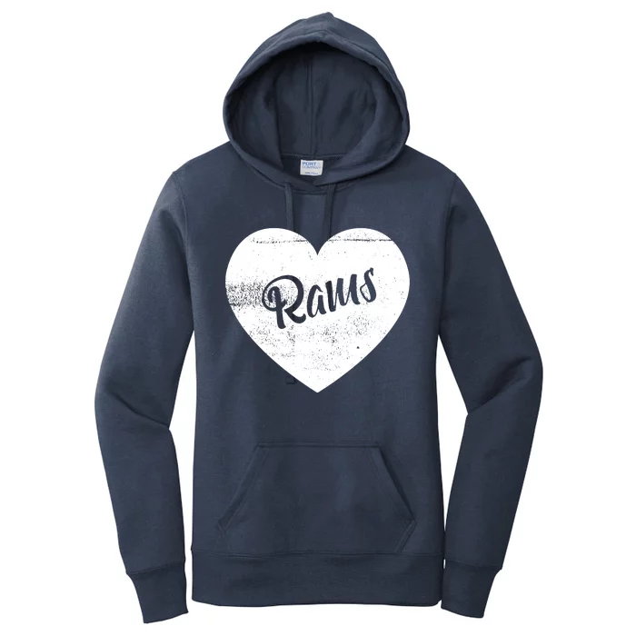 Rams School Sports Fan Team Spirit Cute Heart Women's Pullover Hoodie