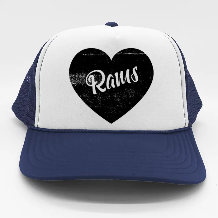 Rams School Sports Fan Team Spirit Cute Heart Trucker Hat