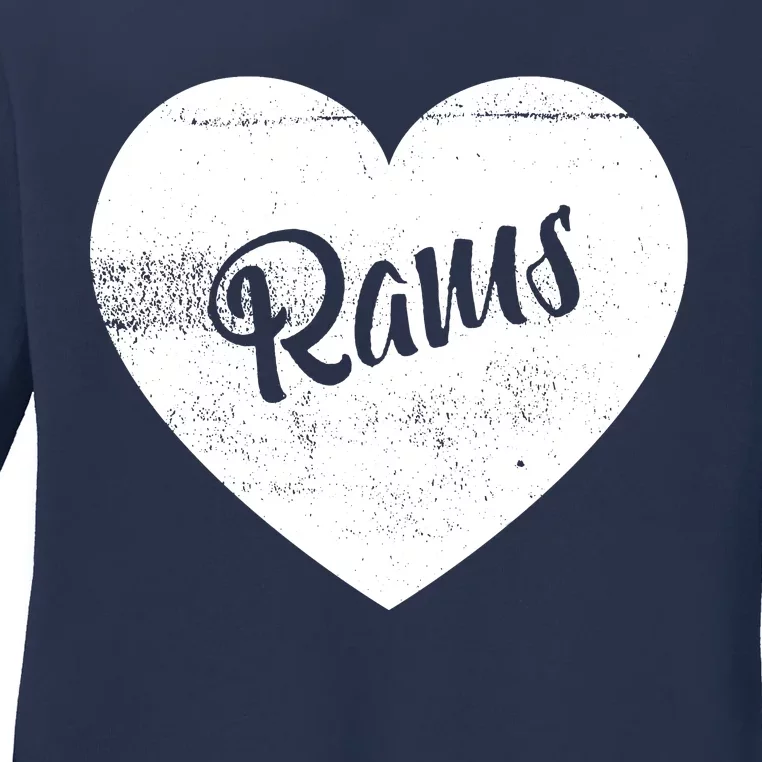 Rams School Sports Fan Team Spirit Cute Heart Ladies Long Sleeve Shirt