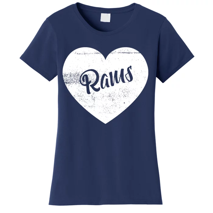 Rams School Sports Fan Team Spirit Cute Heart Women's T-Shirt