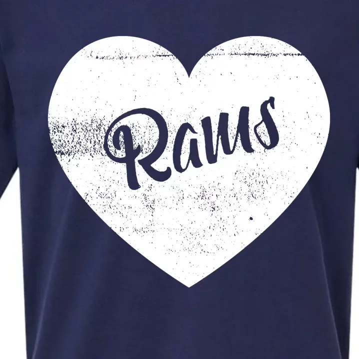 Rams School Sports Fan Team Spirit Cute Heart Sueded Cloud Jersey T-Shirt