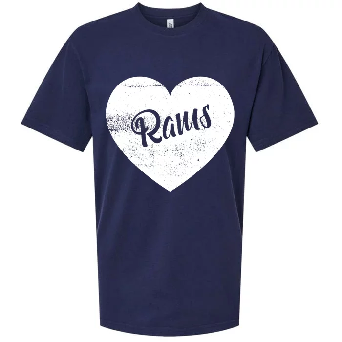 Rams School Sports Fan Team Spirit Cute Heart Sueded Cloud Jersey T-Shirt