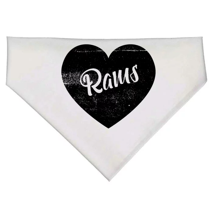 Rams School Sports Fan Team Spirit Cute Heart USA-Made Doggie Bandana