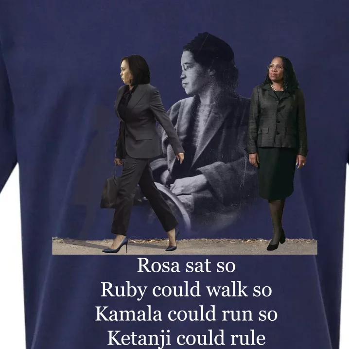 Rosa Sat So Ruby Could Walk So Kamala Could Run So Ketanji Could Rule Sueded Cloud Jersey T-Shirt