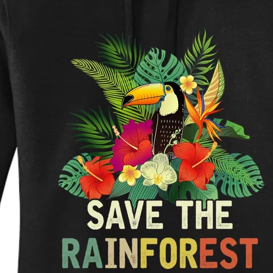 Retro Style Save The Rainforest Earth Day Gift Women's Pullover Hoodie