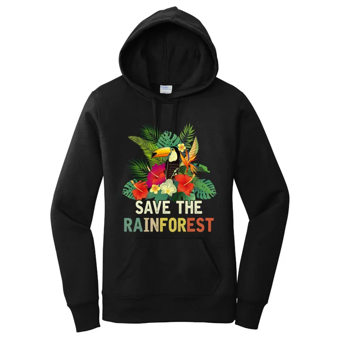 Retro Style Save The Rainforest Earth Day Gift Women's Pullover Hoodie