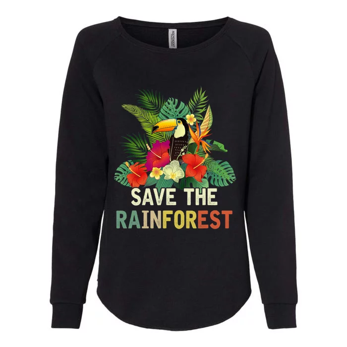 Retro Style Save The Rainforest Earth Day Gift Womens California Wash Sweatshirt