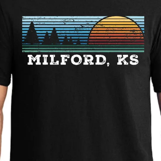 Retro Sunset Stripes Milford Kansas Pajama Set