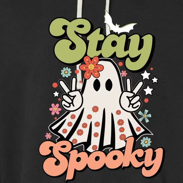 Retro Stay Spooky Ghost Print Meaningful Gift Garment-Dyed Fleece Hoodie