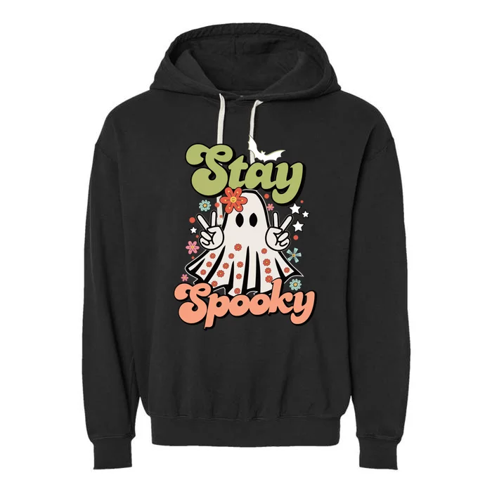 Retro Stay Spooky Ghost Print Meaningful Gift Garment-Dyed Fleece Hoodie