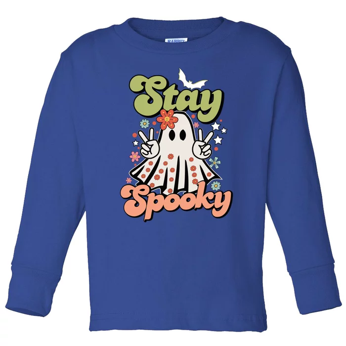 Retro Stay Spooky Ghost Print Meaningful Gift Toddler Long Sleeve Shirt