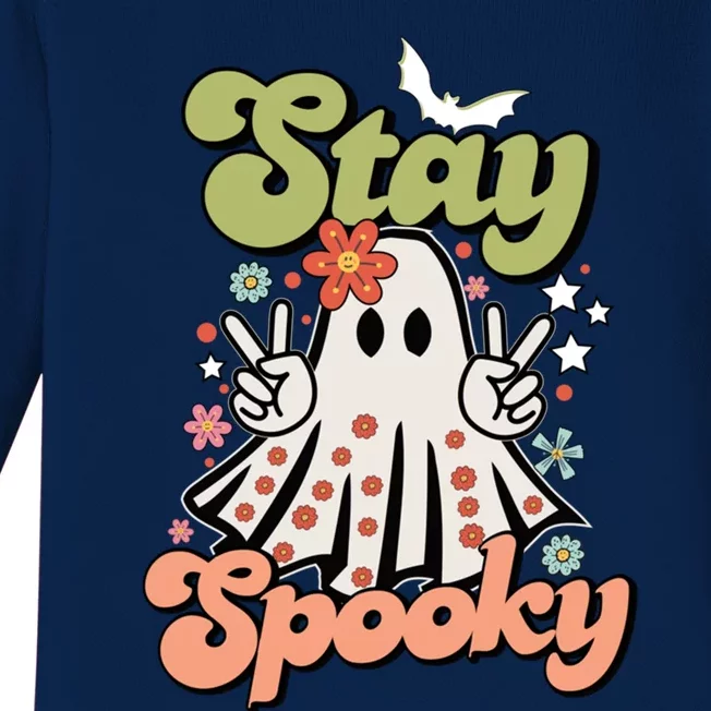 Retro Stay Spooky Ghost Print Meaningful Gift Baby Long Sleeve Bodysuit