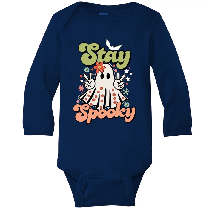 Retro Stay Spooky Ghost Print Meaningful Gift Baby Long Sleeve Bodysuit