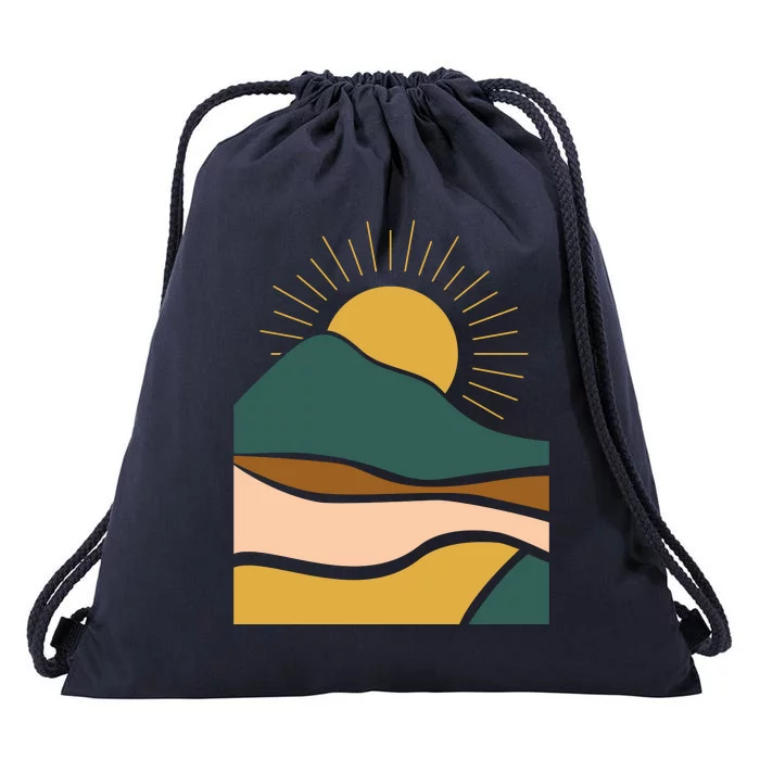 Retro Sunset Summer Graphic Design Drawstring Bag