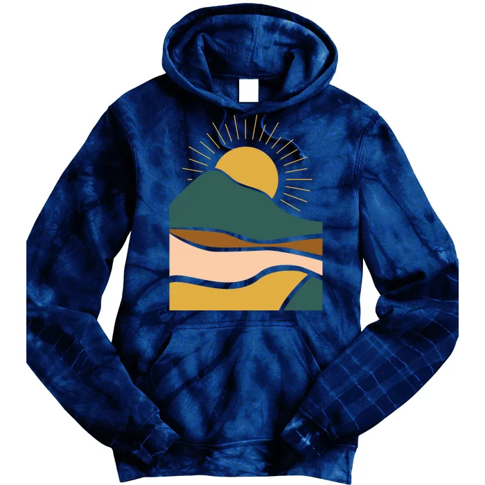 Retro Sunset Summer Graphic Design Tie Dye Hoodie