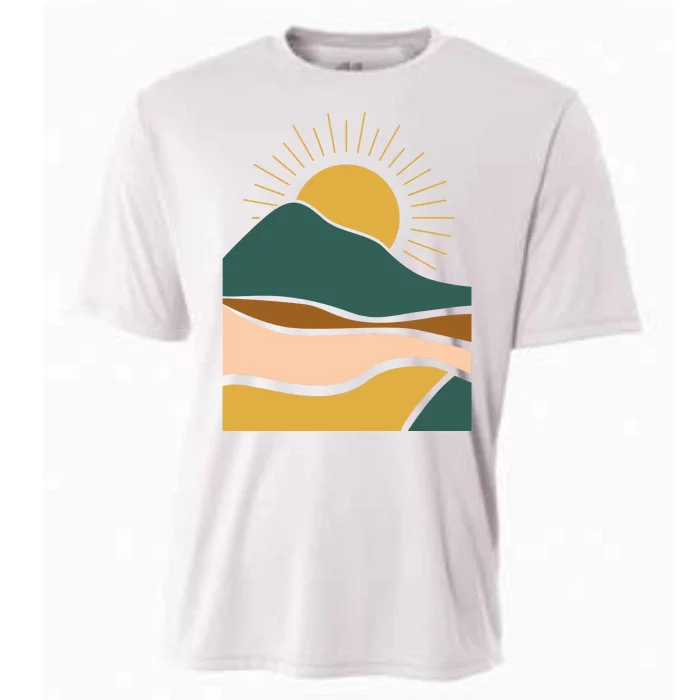 Retro Sunset Summer Graphic Design Cooling Performance Crew T-Shirt