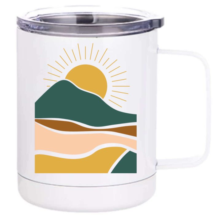 Retro Sunset Summer Graphic Design Front & Back 12oz Stainless Steel Tumbler Cup