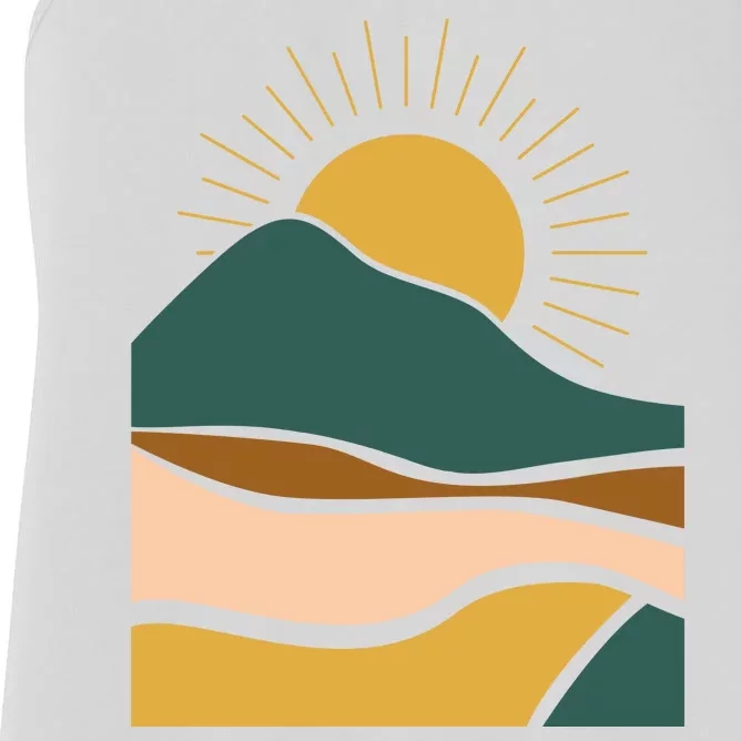 Retro Sunset Summer Graphic Design Women's Racerback Tank