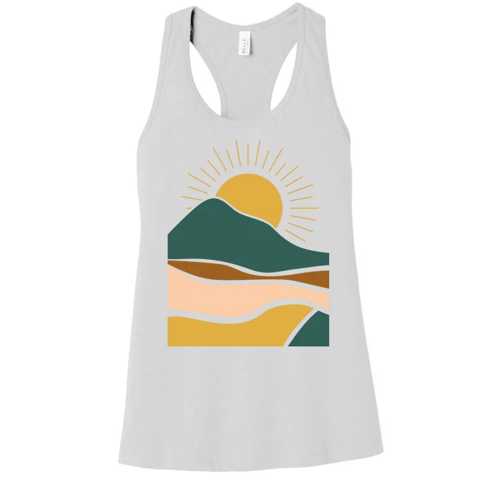 Retro Sunset Summer Graphic Design Women's Racerback Tank