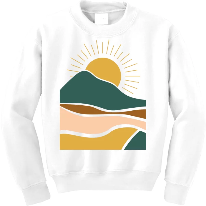 Retro Sunset Summer Graphic Design Kids Sweatshirt