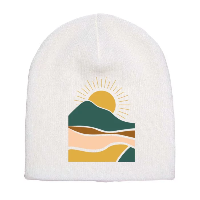 Retro Sunset Summer Graphic Design Short Acrylic Beanie