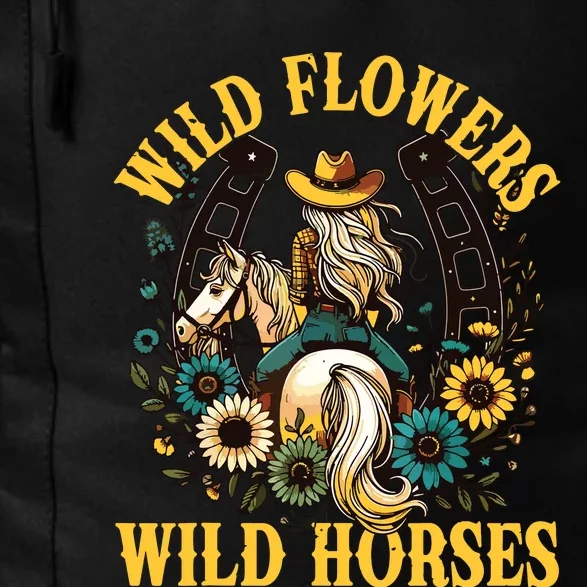 Retro Southern Sunset Cowgirl Wild Flowers Wild Horses Daily Commute Backpack