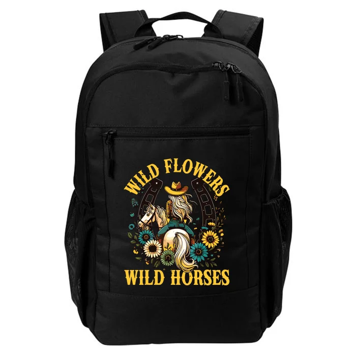 Retro Southern Sunset Cowgirl Wild Flowers Wild Horses Daily Commute Backpack