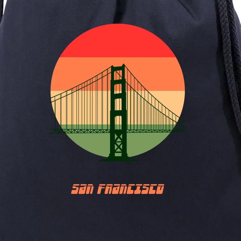 Retro Sun San Francisco Drawstring Bag