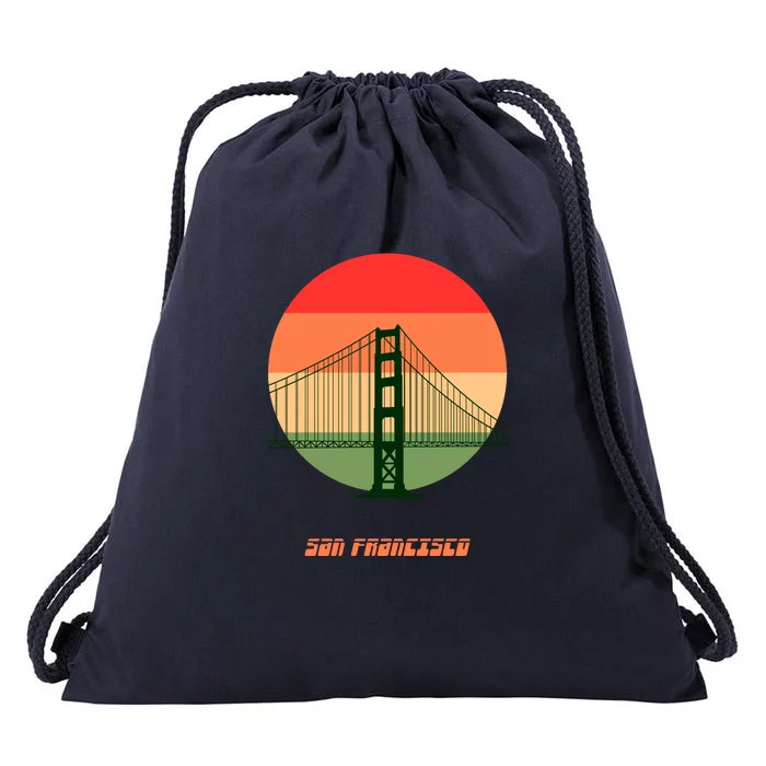 Retro Sun San Francisco Drawstring Bag