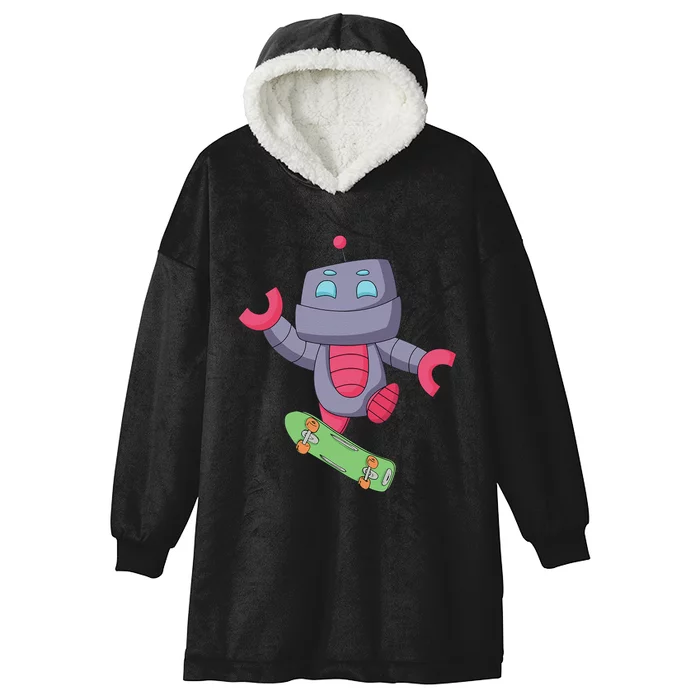 Robot Skateboarding Skater Fingerboarding Skate Hooded Wearable Blanket