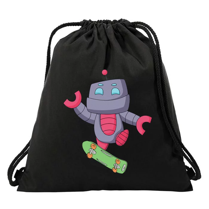 Robot Skateboarding Skater Fingerboarding Skate Drawstring Bag