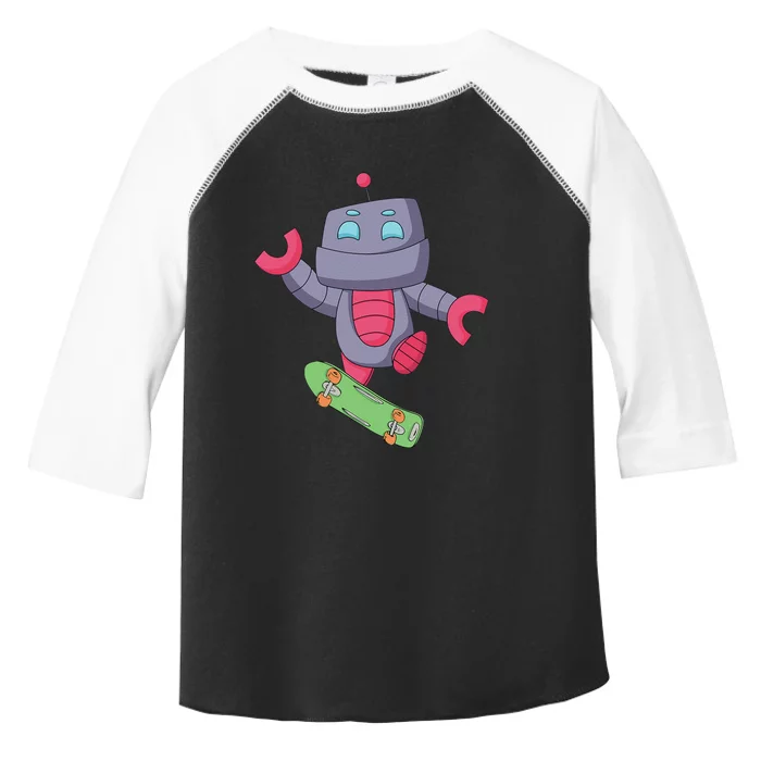 Robot Skateboarding Skater Fingerboarding Skate Toddler Fine Jersey T-Shirt