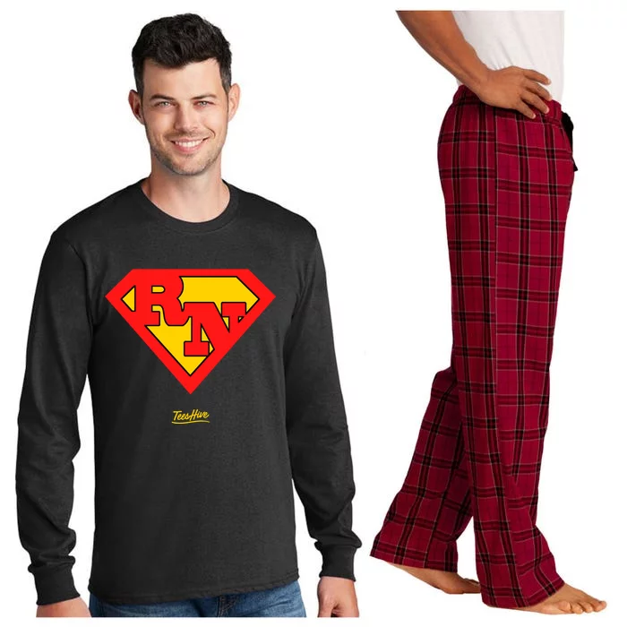 Rn Superhero Super Rn Super Nurse Great Gift Long Sleeve Pajama Set