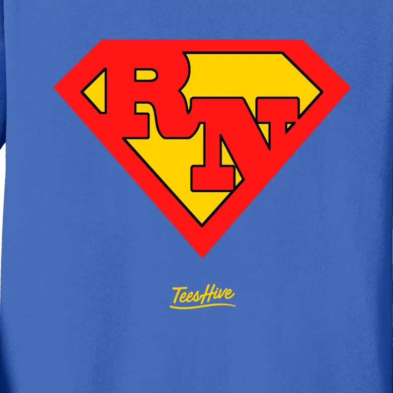 Rn Superhero Super Rn Super Nurse Great Gift Kids Long Sleeve Shirt