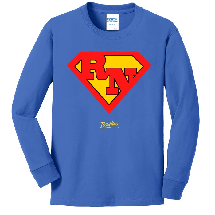 Rn Superhero Super Rn Super Nurse Great Gift Kids Long Sleeve Shirt