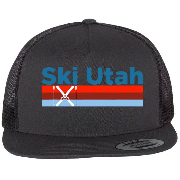 Retro Snow Ski Ski Utah Flat Bill Trucker Hat