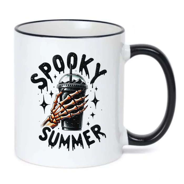 Retro Spooky Summer Fun Skeleton And Iced Coffee Vibes Black Color Changing Mug