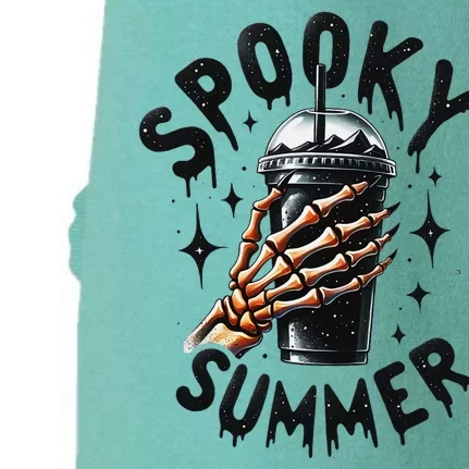 Retro Spooky Summer Fun Skeleton And Iced Coffee Vibes Doggie 3-End Fleece Hoodie