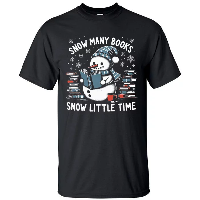 Reading Snowman So Many Books gift for Christmas Tall T-Shirt