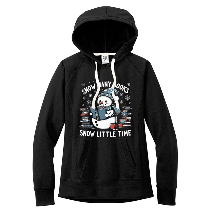 Reading Snowman So Many Books gift for Christmas Women's Fleece Hoodie