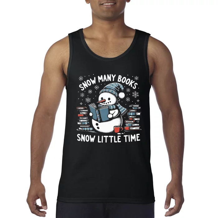 Reading Snowman So Many Books gift for Christmas Tank Top