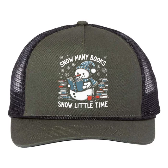 Reading Snowman So Many Books gift for Christmas Retro Rope Trucker Hat Cap