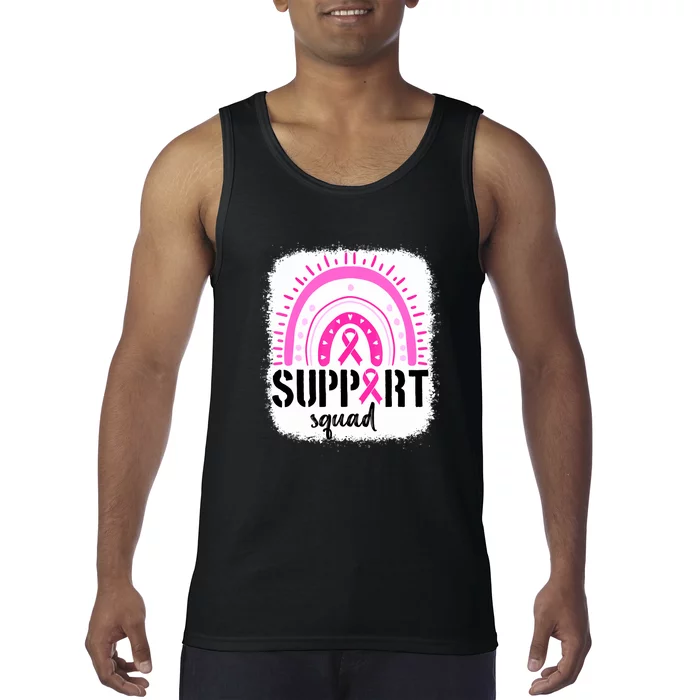 Rainbow Support Squad Breast Cancer Awareness Survivor Pink Ribbon Tank Top