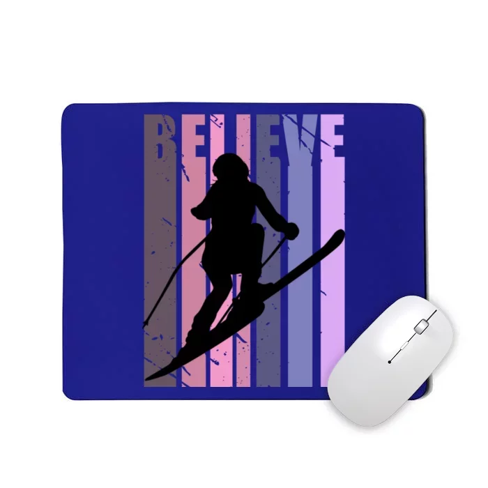 Retro Ski Skiing Skier Downhill Slopes Winter Sports Cool Gift Mousepad