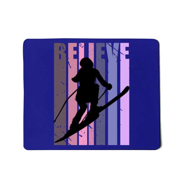 Retro Ski Skiing Skier Downhill Slopes Winter Sports Cool Gift Mousepad