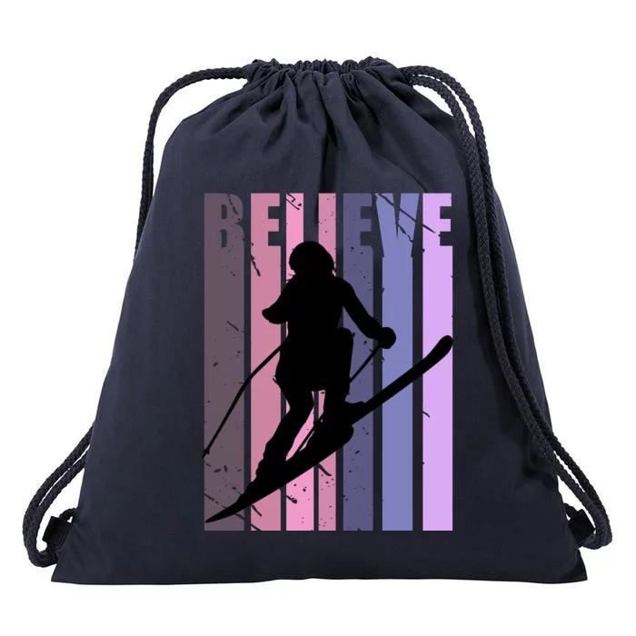 Retro Ski Skiing Skier Downhill Slopes Winter Sports Cool Gift Drawstring Bag